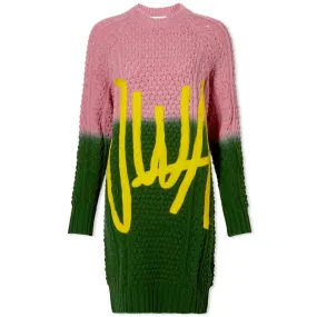 JW Anderson JWA Cable Knitted Jumper Dress in Pink/Green