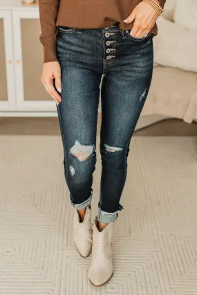 Button Fly Skinny Jeans