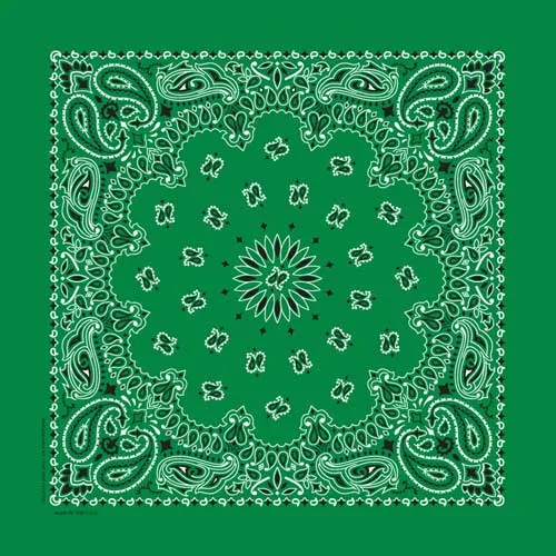 Kelly Green Traditional Paisley Square Bandana