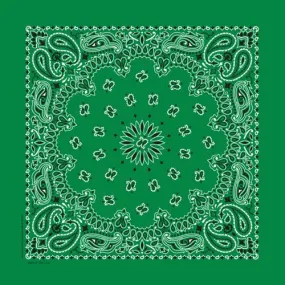 Kelly Green Traditional Paisley Square Bandana