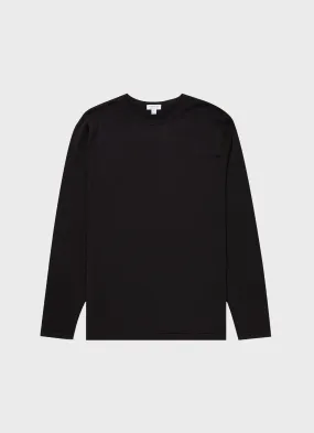 Black Cotton Crew Neck Jumper