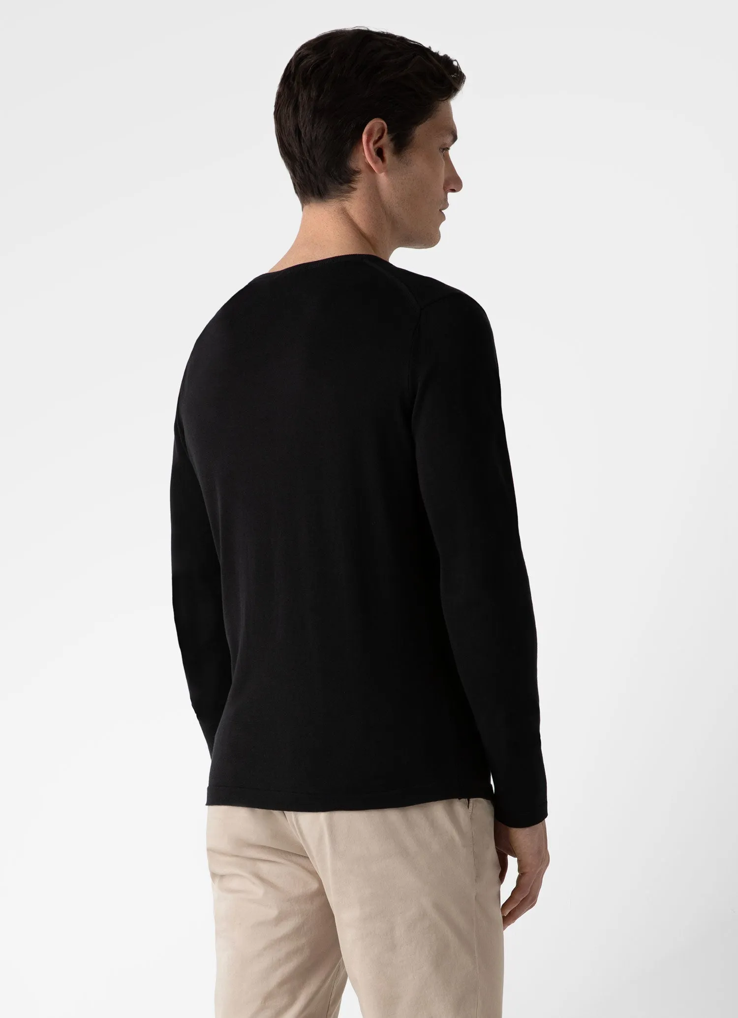 Black Cotton Crew Neck Jumper