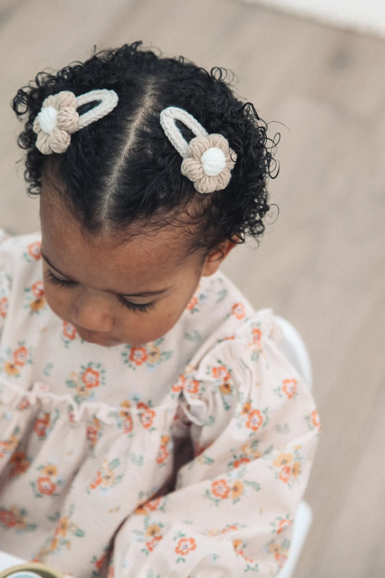 Beige Flower Snap Hair Clip