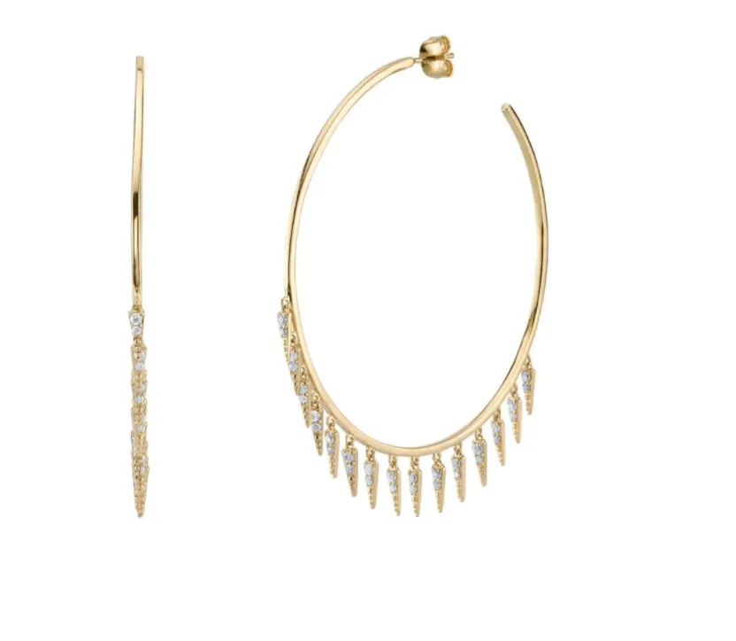 Gold Diamond Fringe Hoops