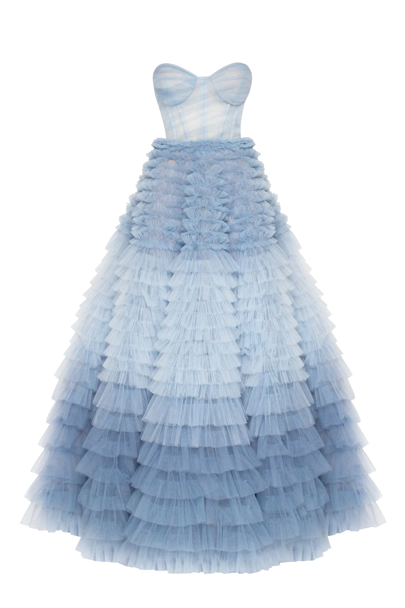 Fluffy Strapless Light Blue Dress