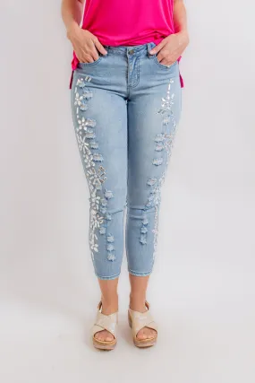 Light Wash Rhinestone Skinny Jeans