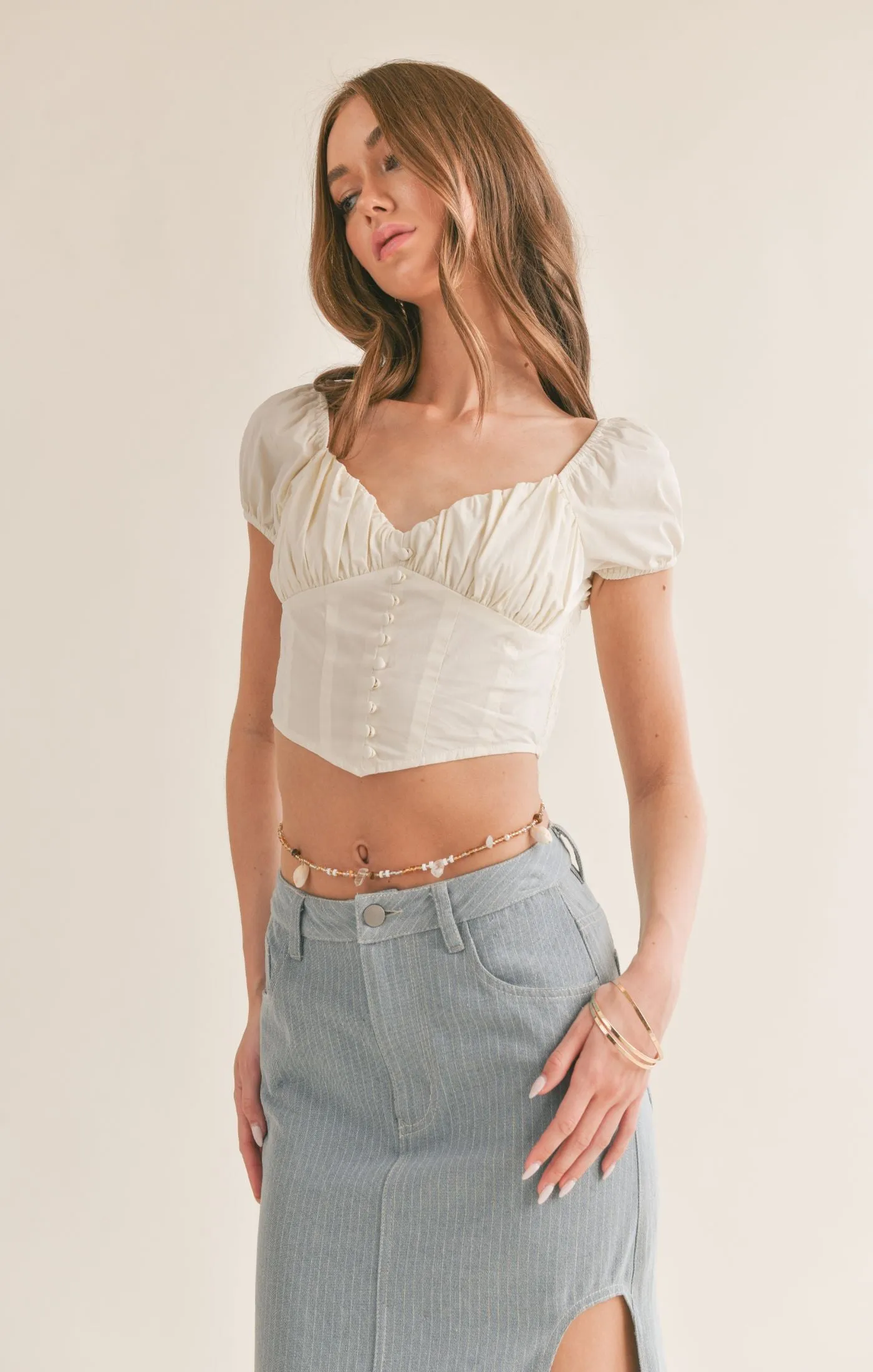 Gathered Corset Crop Top