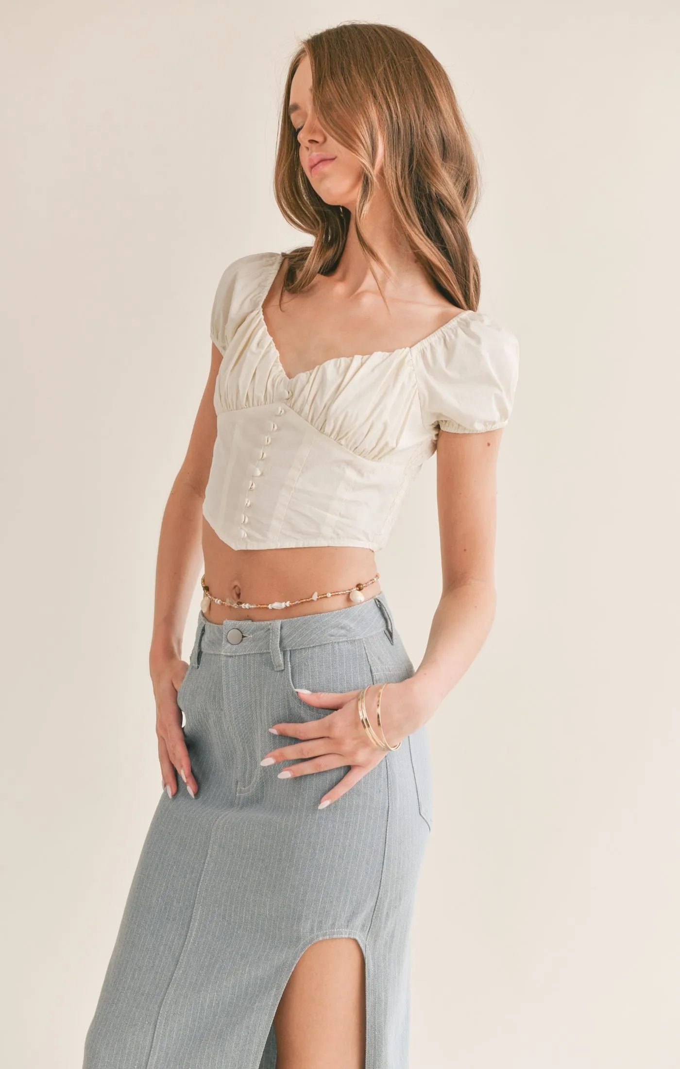 Gathered Corset Crop Top