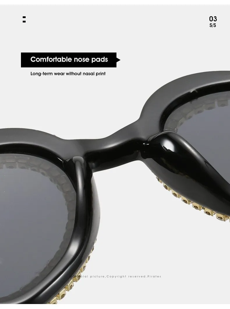 Luxury Diamond Crystals Heart-Shaped Cat Eye Sunglasses for Women