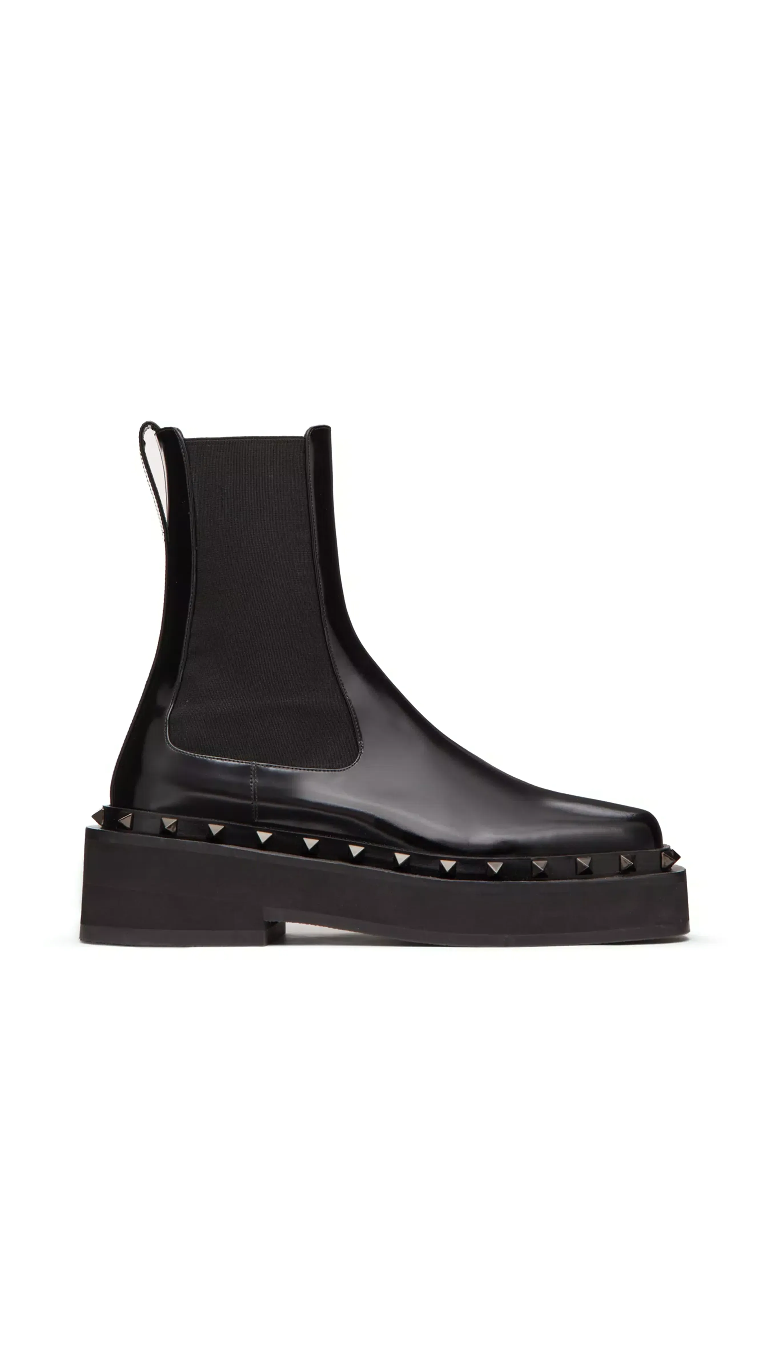 Black Rockstud Calfskin Beatle with Tone-on-Tone Studs