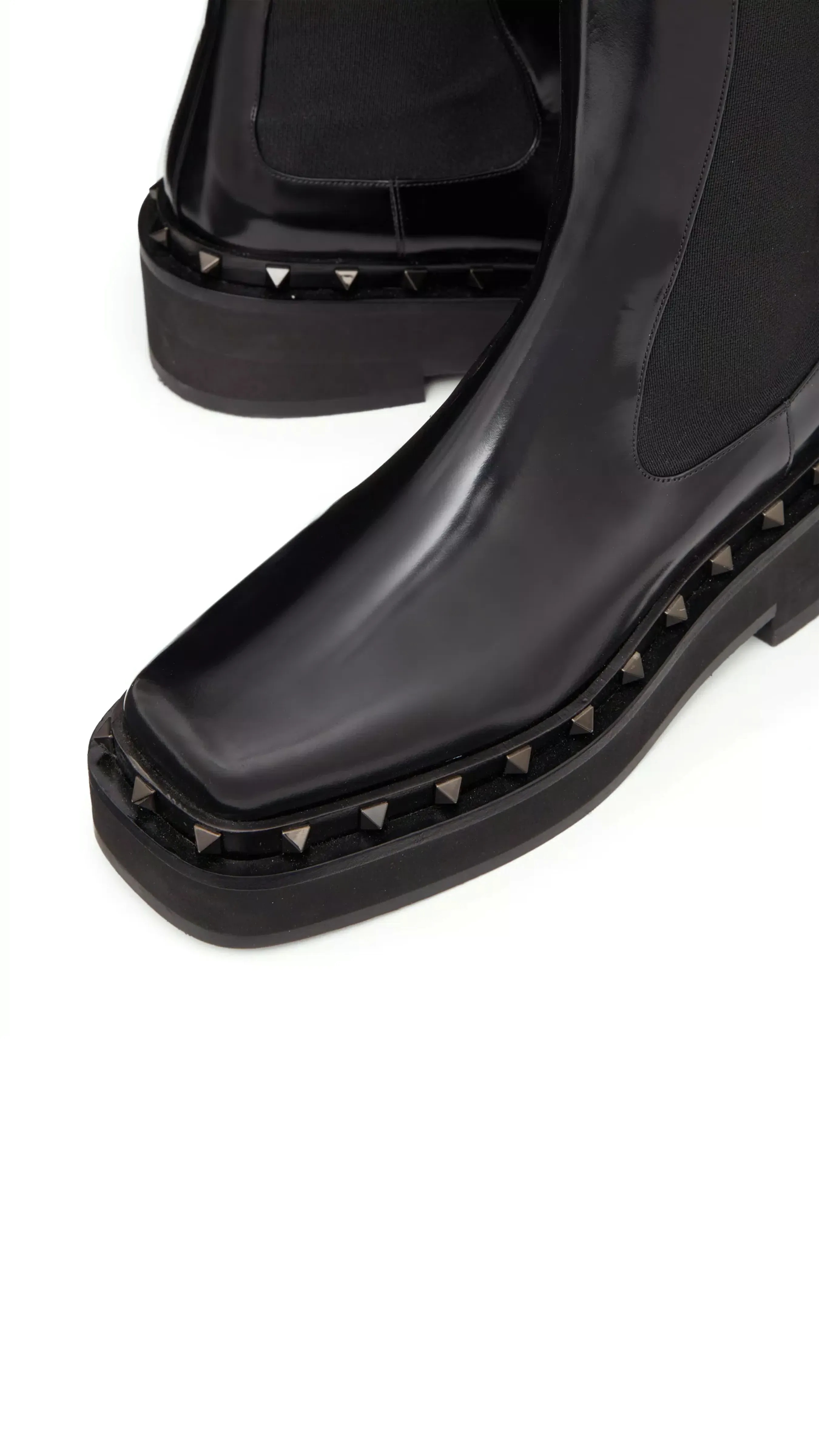 Black Rockstud Calfskin Beatle with Tone-on-Tone Studs