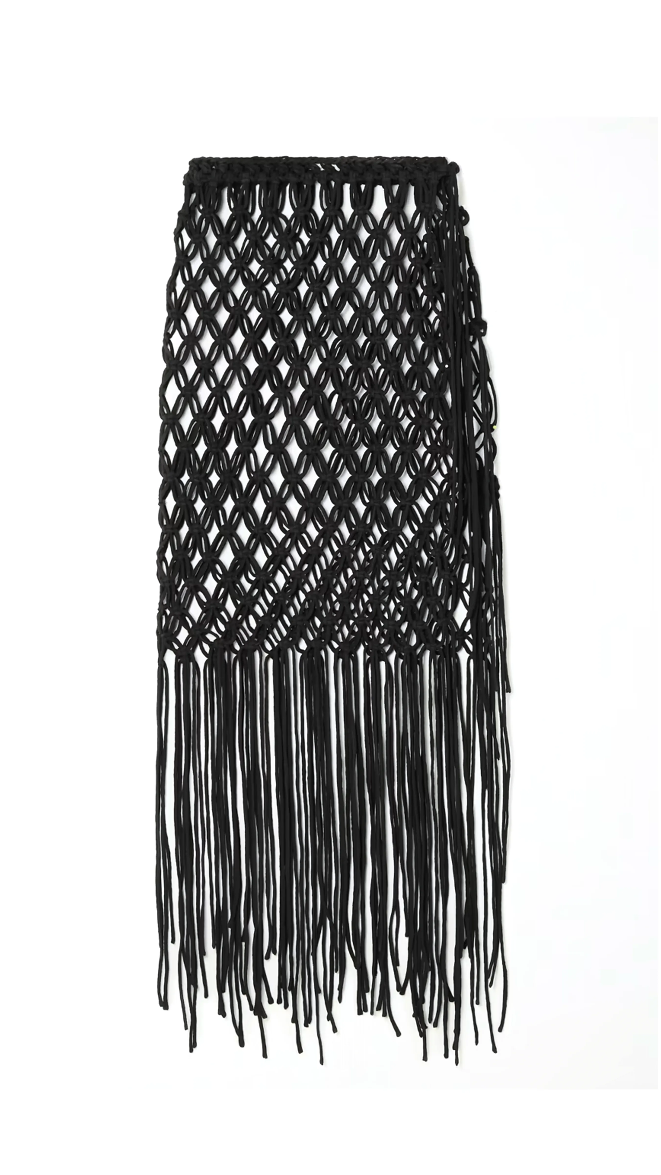 Black Macramé Fringe Skirt