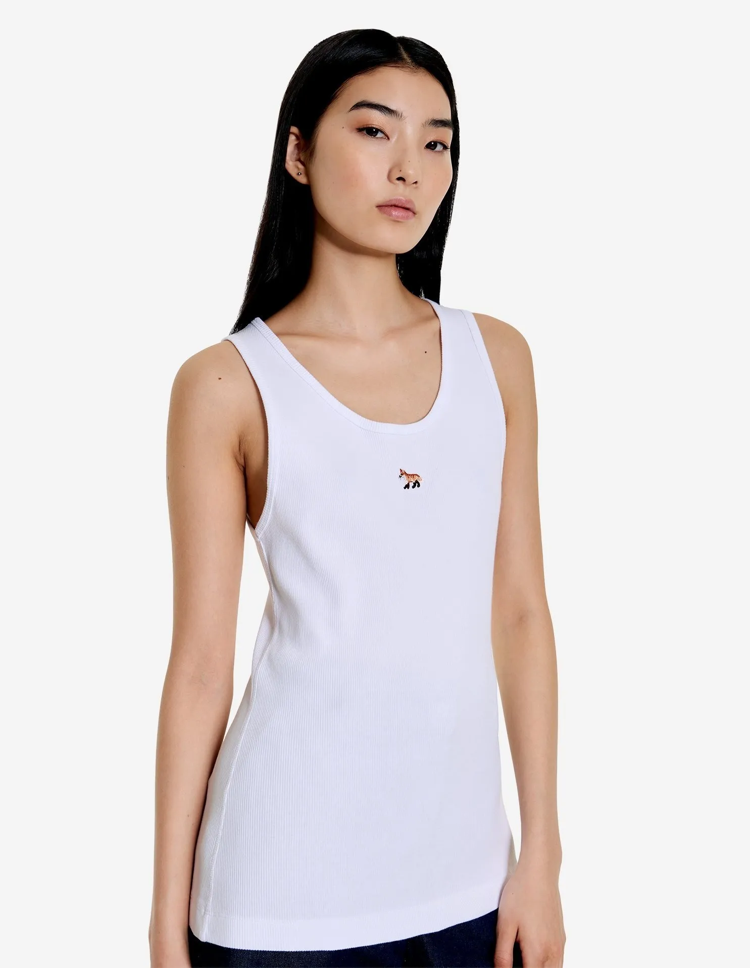 MAISON KITSUNE Street Style U-Neck Plain Cotton Logo Tanks & Camisoles