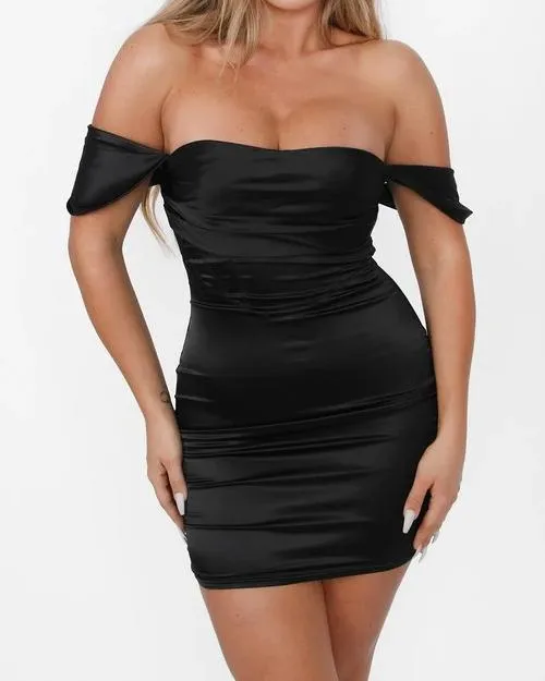 Satin Mini Dress with Corset Detail