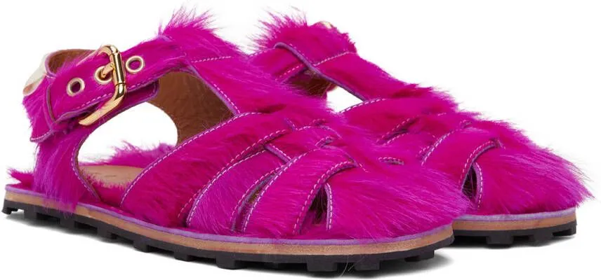 Marni Pink Textured Adventure Sandals