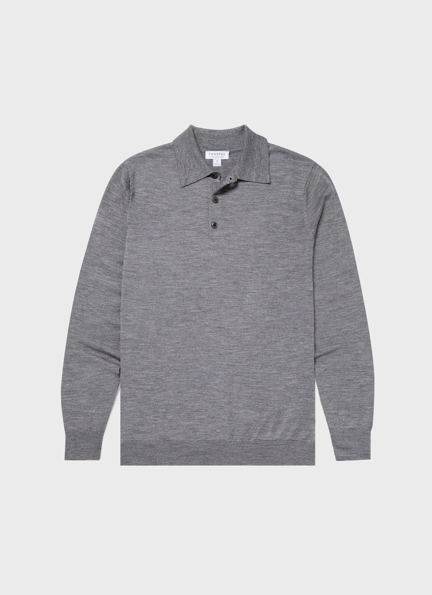 Extra-Fine Merino Polo Shirt in Mid Grey Melange