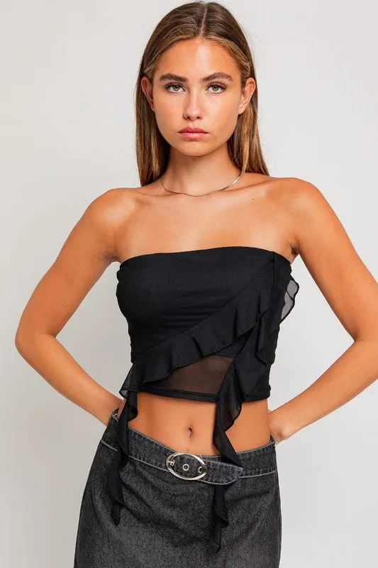 Tube Top in Mesh Fabric without Straps