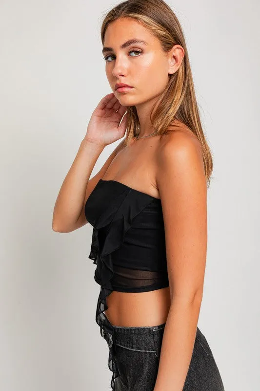 Tube Top in Mesh Fabric without Straps