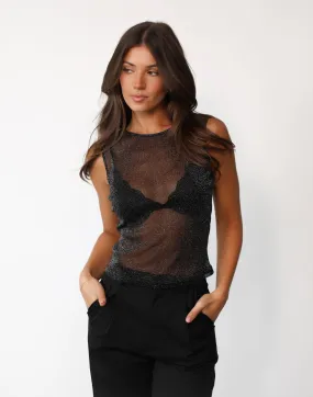 Black Mischa Mesh Tank