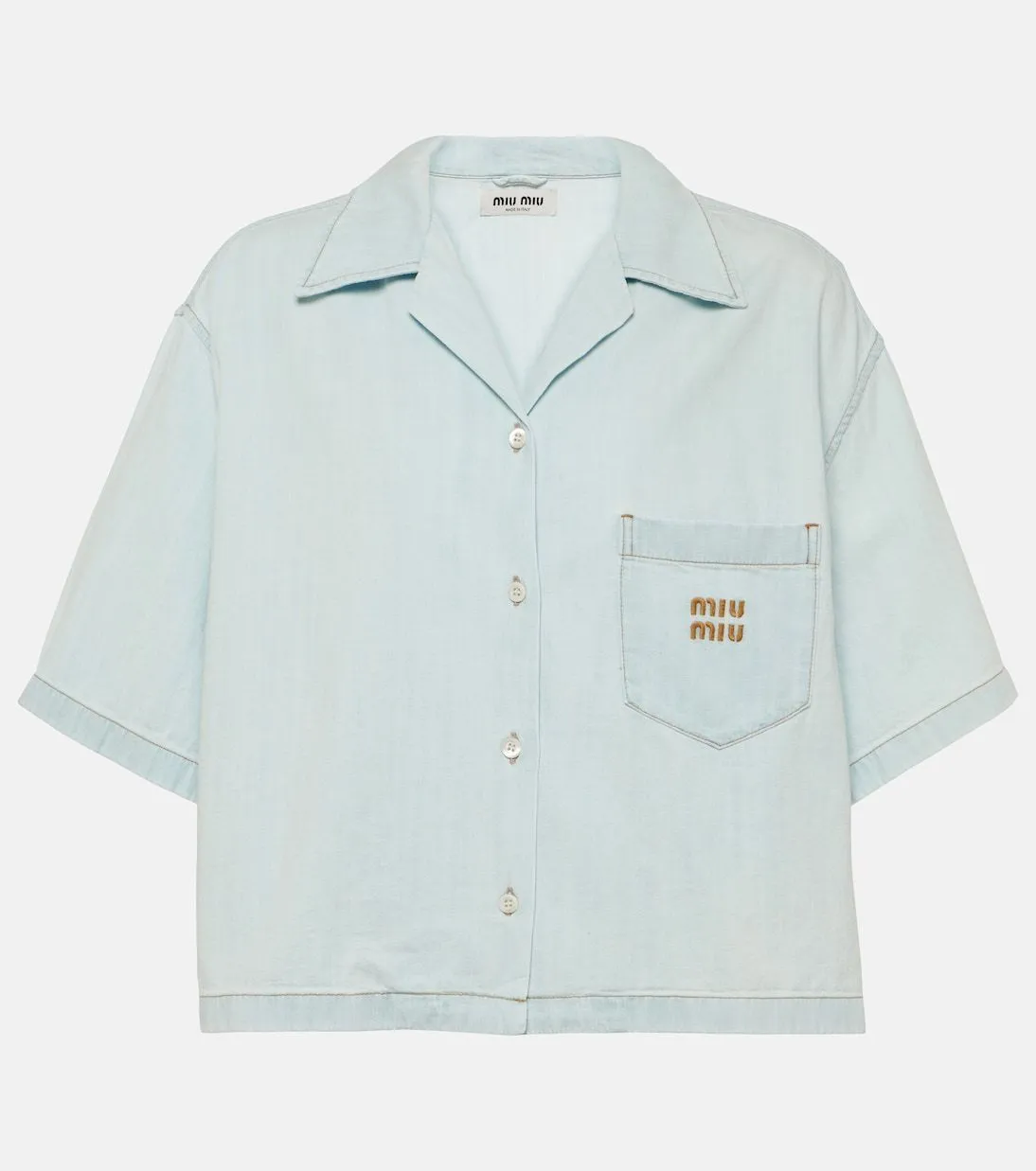 MiuMiu Casual Plain Cotton Short Sleeves Office