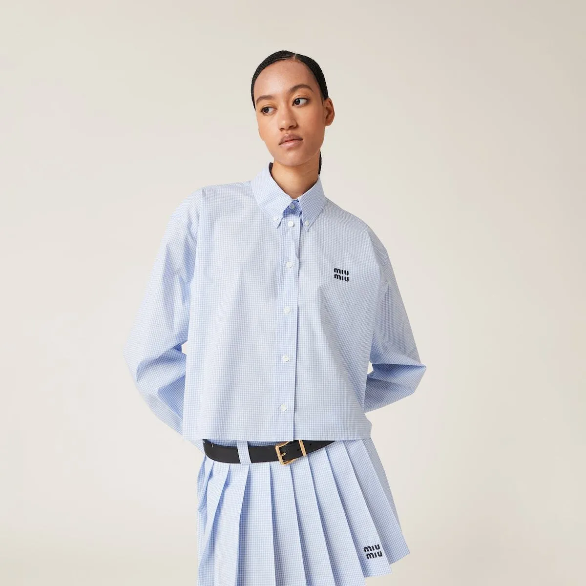 Unisex Gingham Cotton Party Style Long Sleeve by MiuMiu