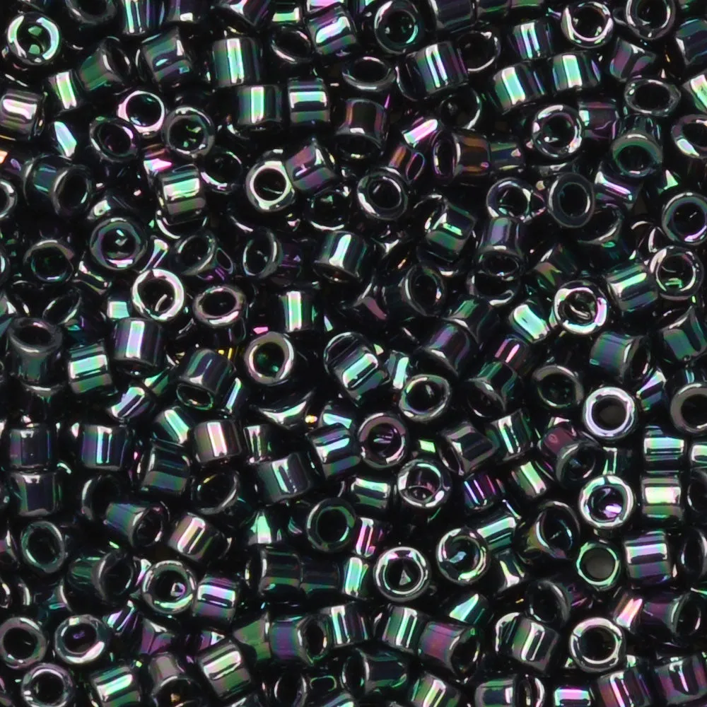 Colorful Miyuki Delica Seed Beads, 11/0 Size, #1001 Metallic Purple Green Gold Iris (2.5 Tube)