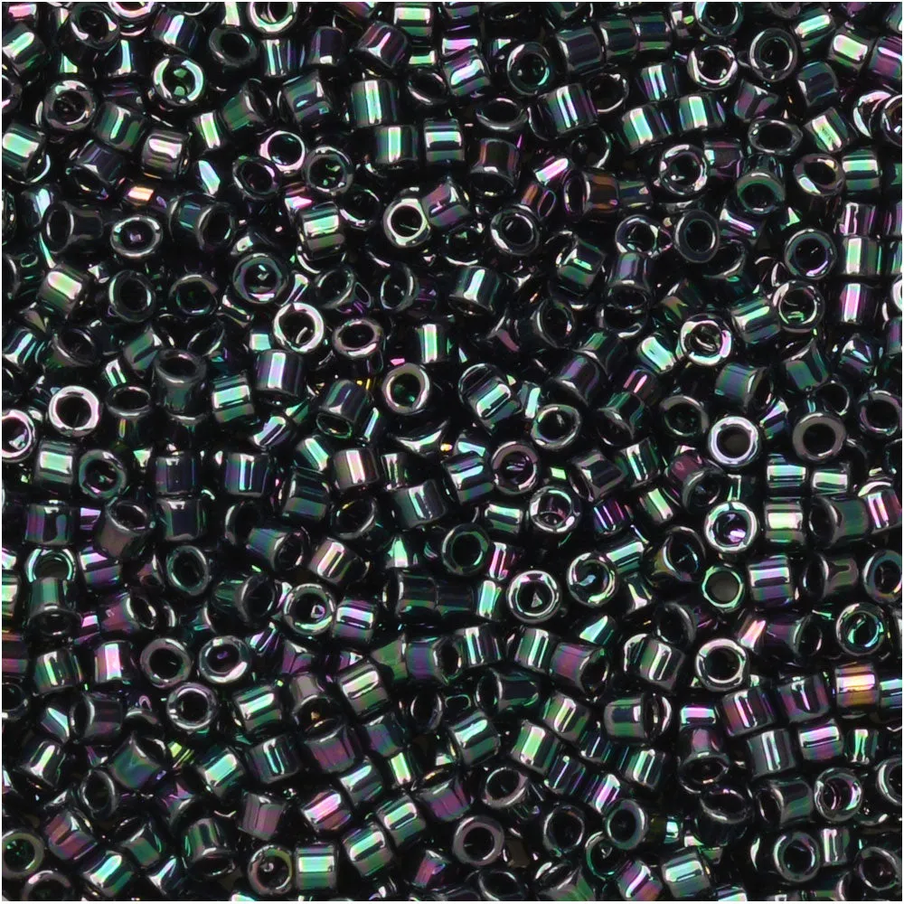 Colorful Miyuki Delica Seed Beads, 11/0 Size, #1001 Metallic Purple Green Gold Iris (2.5 Tube)