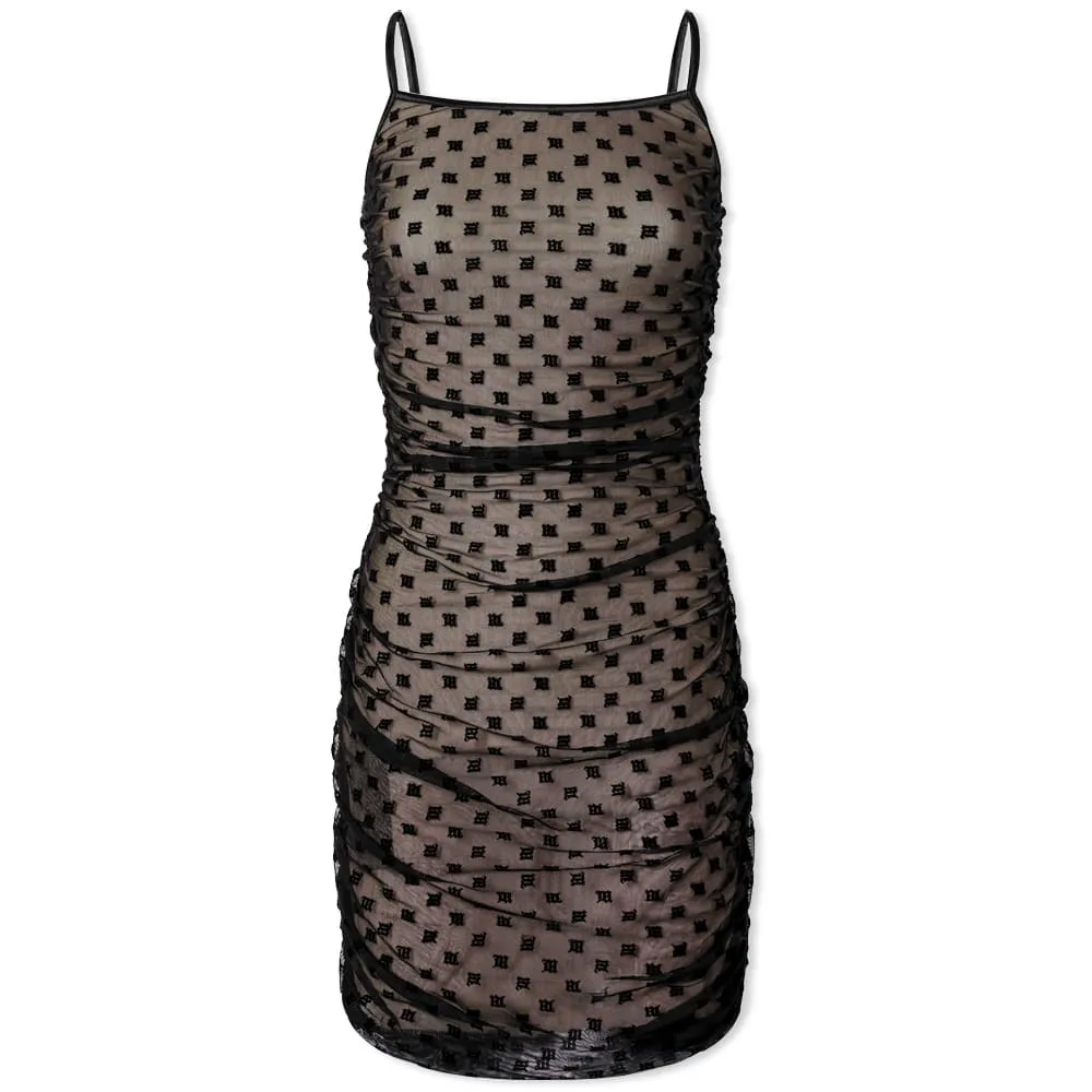 Monogram Mesh Mini DressBlack