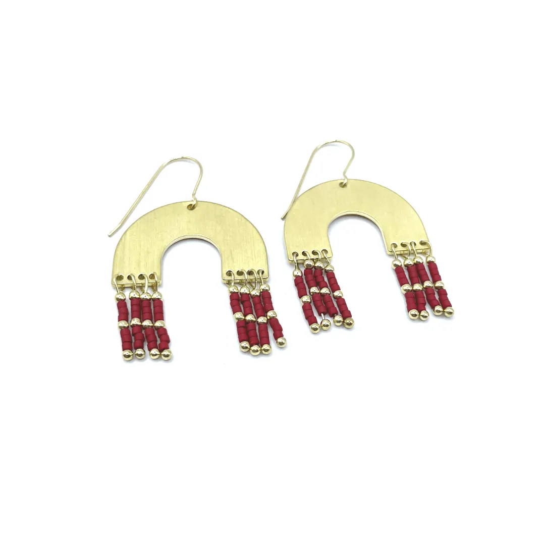 Gold Filled Moonglow Dangler with Dark Red