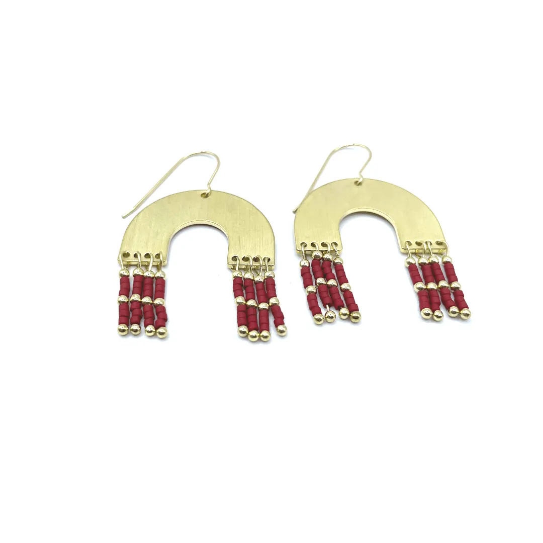 Gold Filled Moonglow Dangler with Dark Red