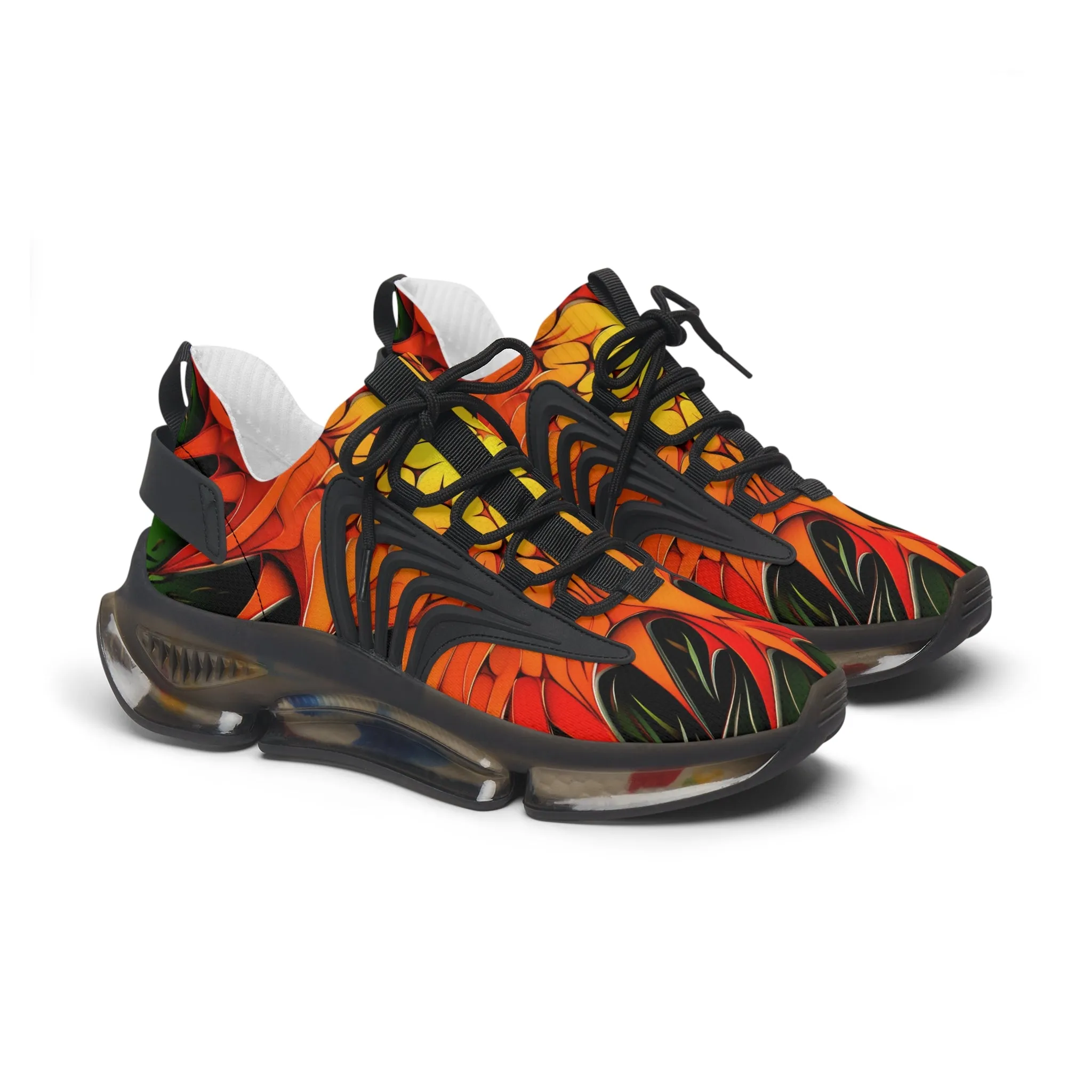 Orange Abstracted Print Mesh Sneakers for Women - Trendy Style TB-000002