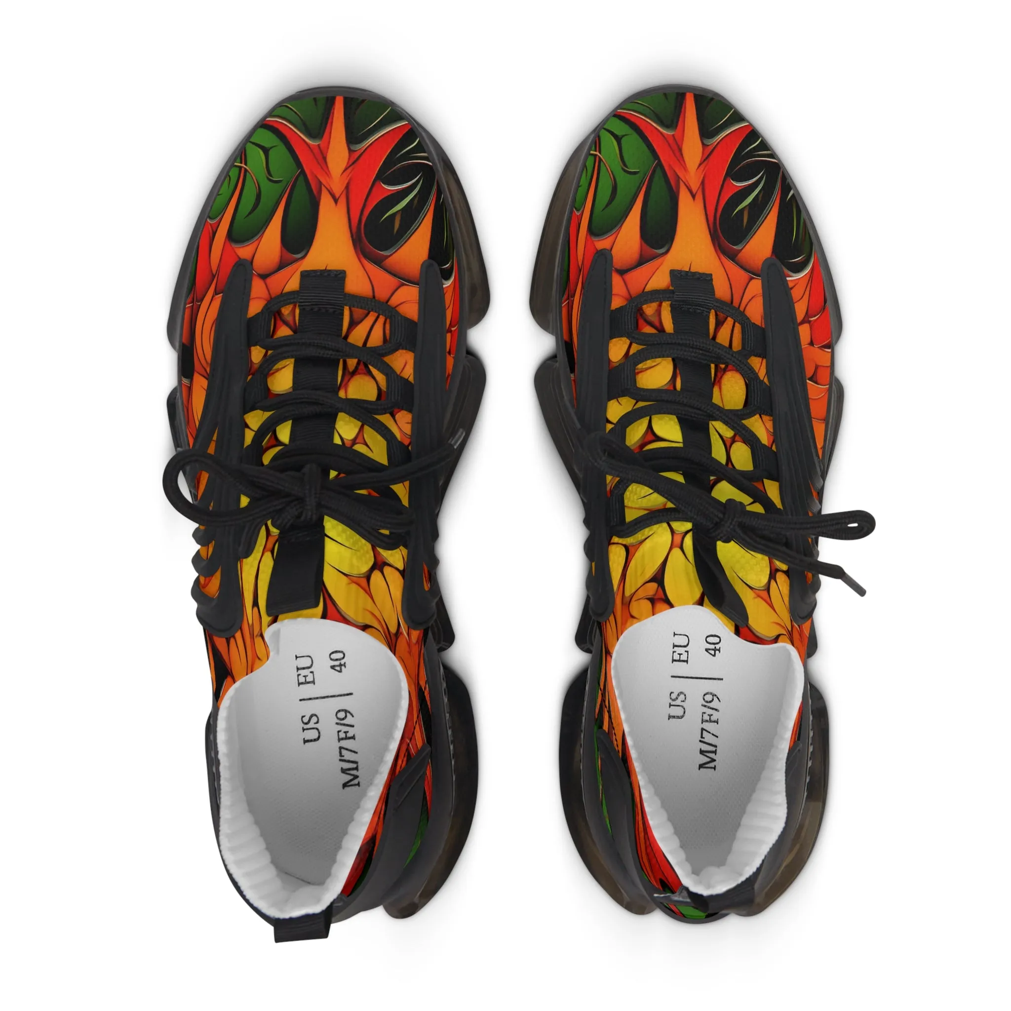 Orange Abstracted Print Mesh Sneakers for Women - Trendy Style TB-000002