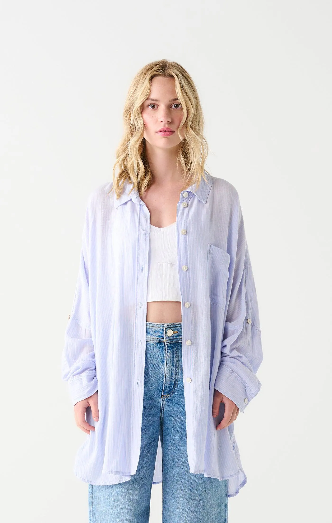 Dex Blue Pink Stripe Oversized Shirt