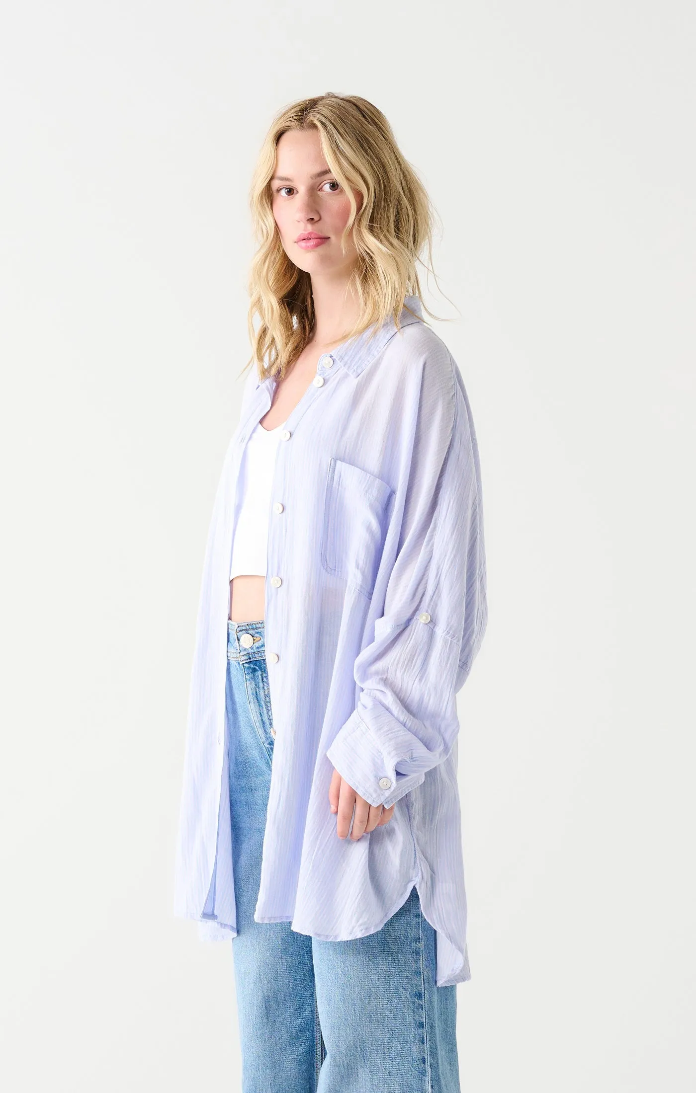 Dex Blue Pink Stripe Oversized Shirt