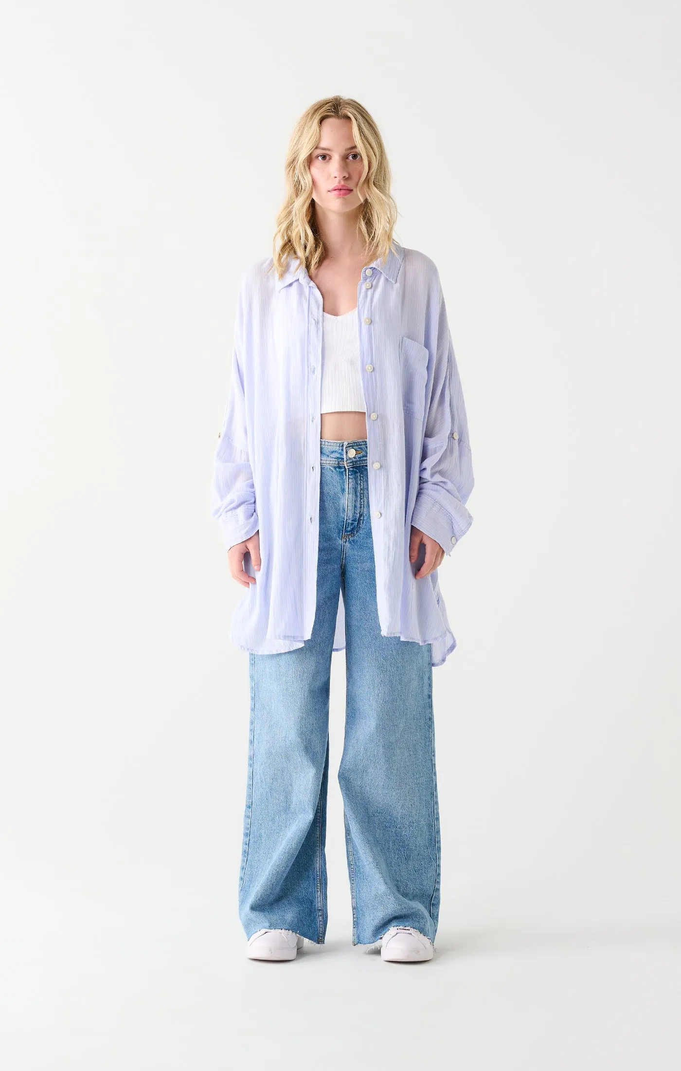 Dex Blue Pink Stripe Oversized Shirt