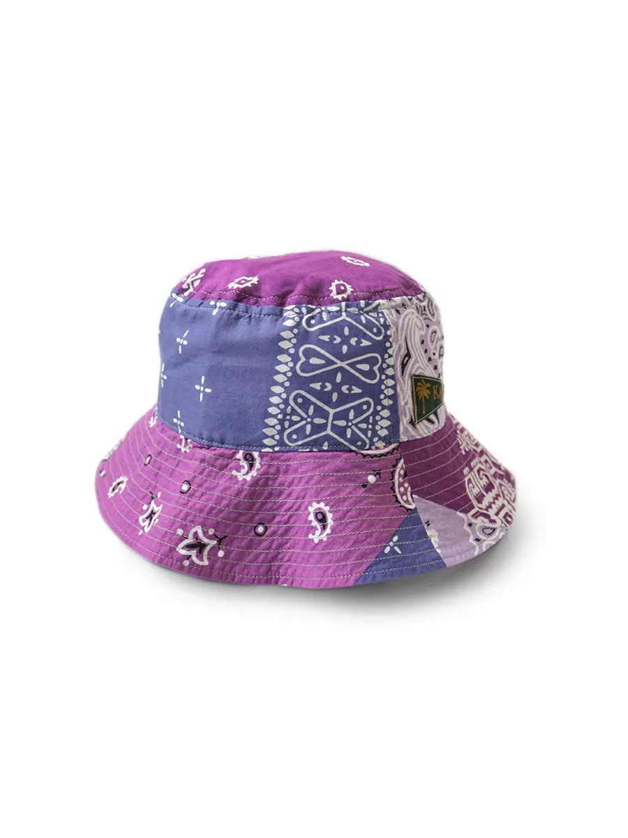 Patchwork Bucket Hat with Long Brim