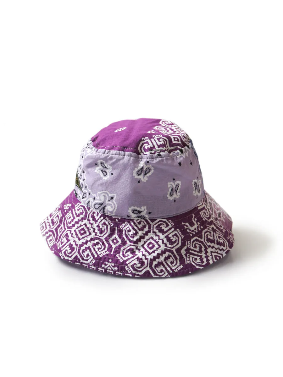 Patchwork Bucket Hat with Long Brim