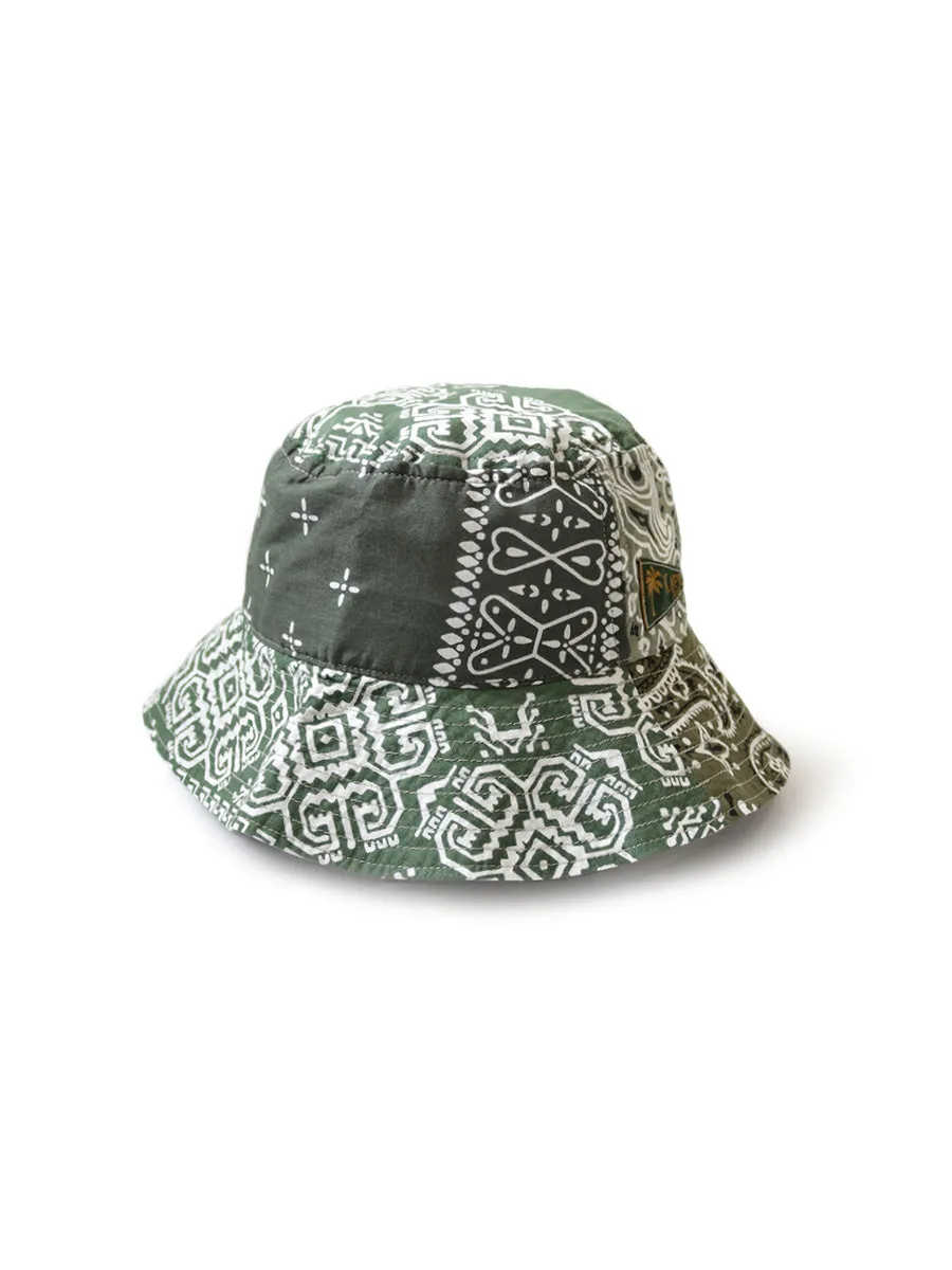 Patchwork Bucket Hat with Long Brim