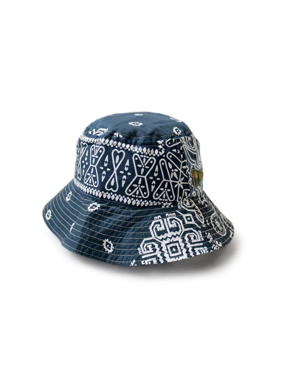 Patchwork Bucket Hat with Long Brim