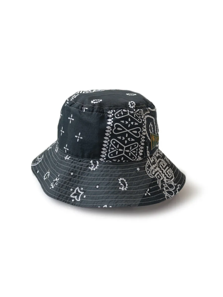 Patchwork Bucket Hat with Long Brim