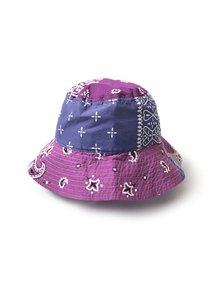 Patchwork Bucket Hat with Long Brim