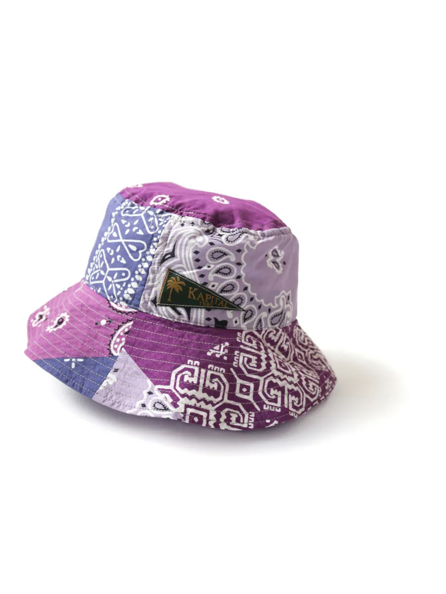 Patchwork Bucket Hat with Long Brim