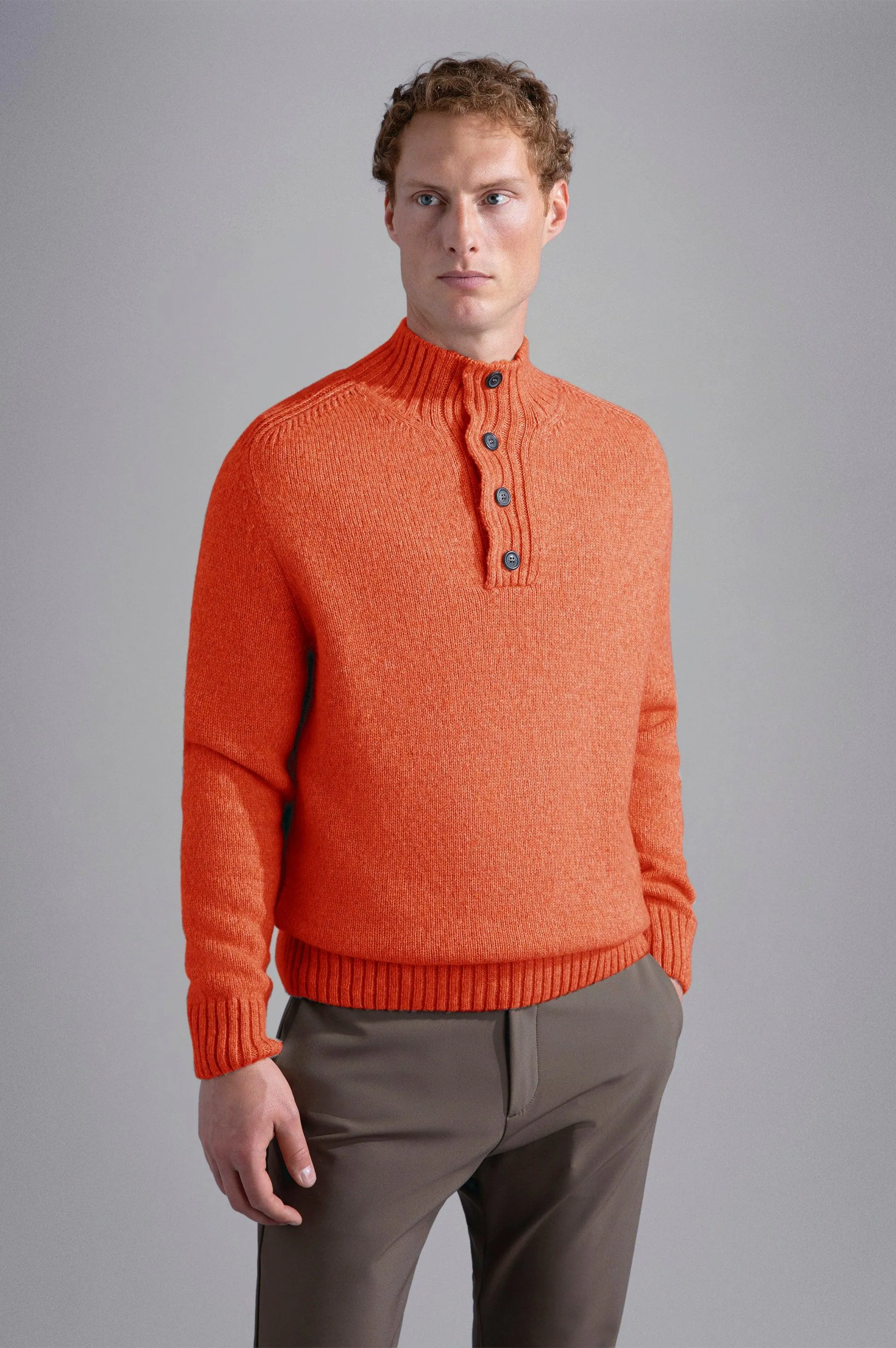 Wool Turtleneck Sweater with Fisherman Buttons