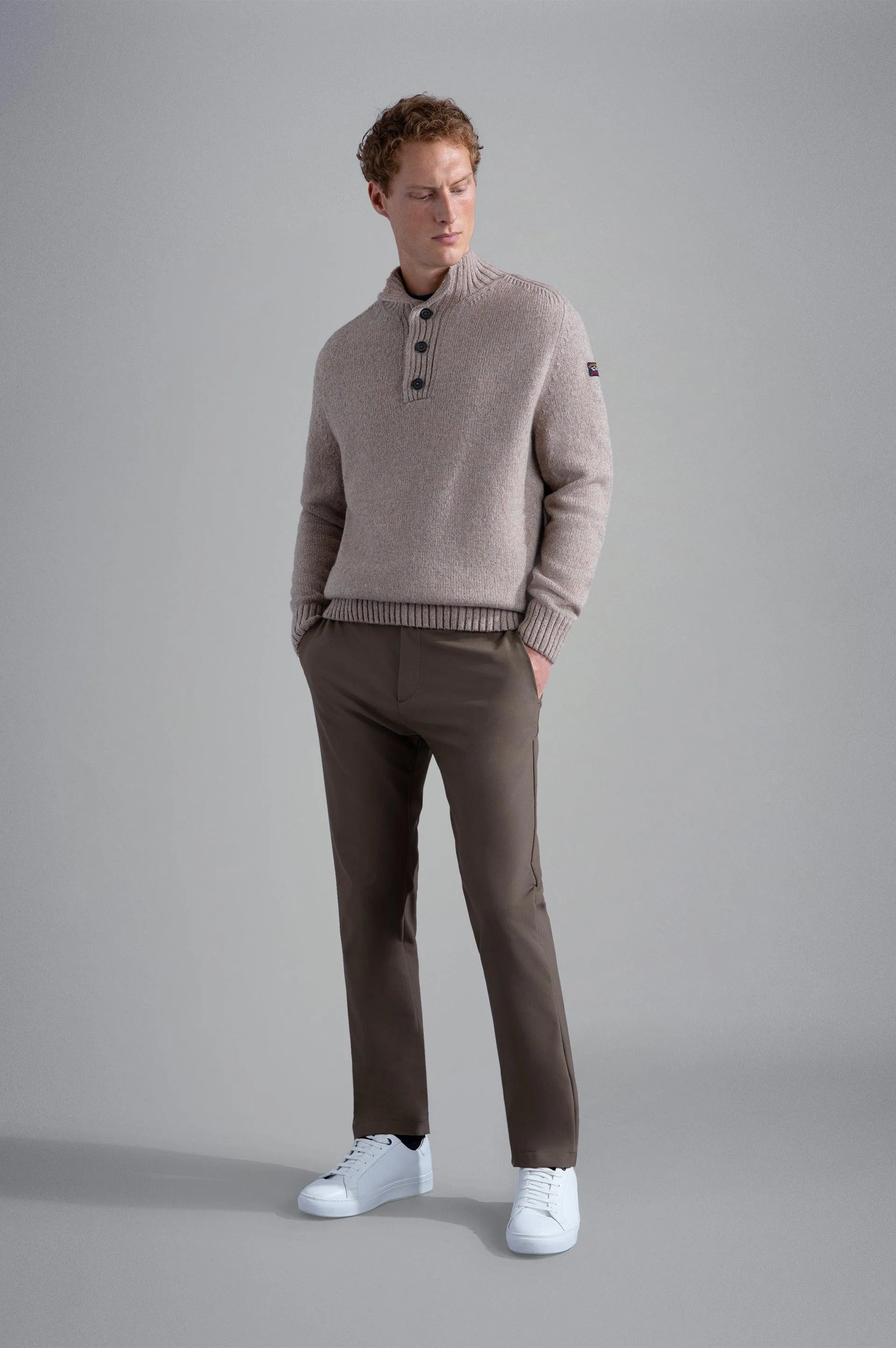 Wool Turtleneck Sweater with Fisherman Buttons