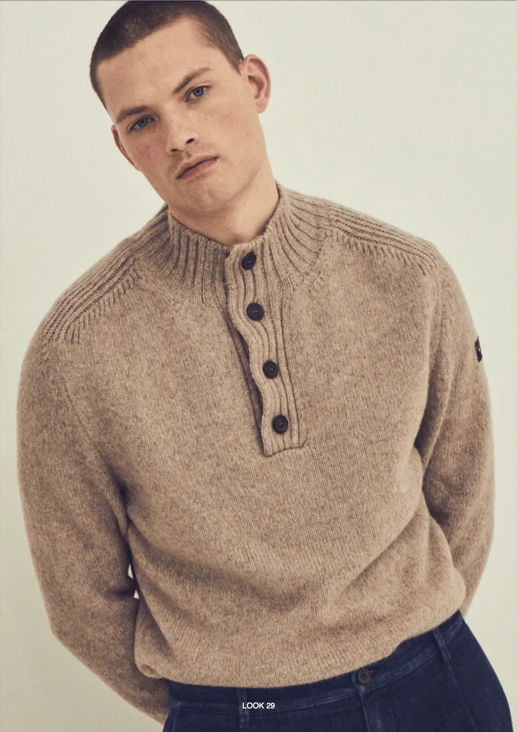 Wool Turtleneck Sweater with Fisherman Buttons