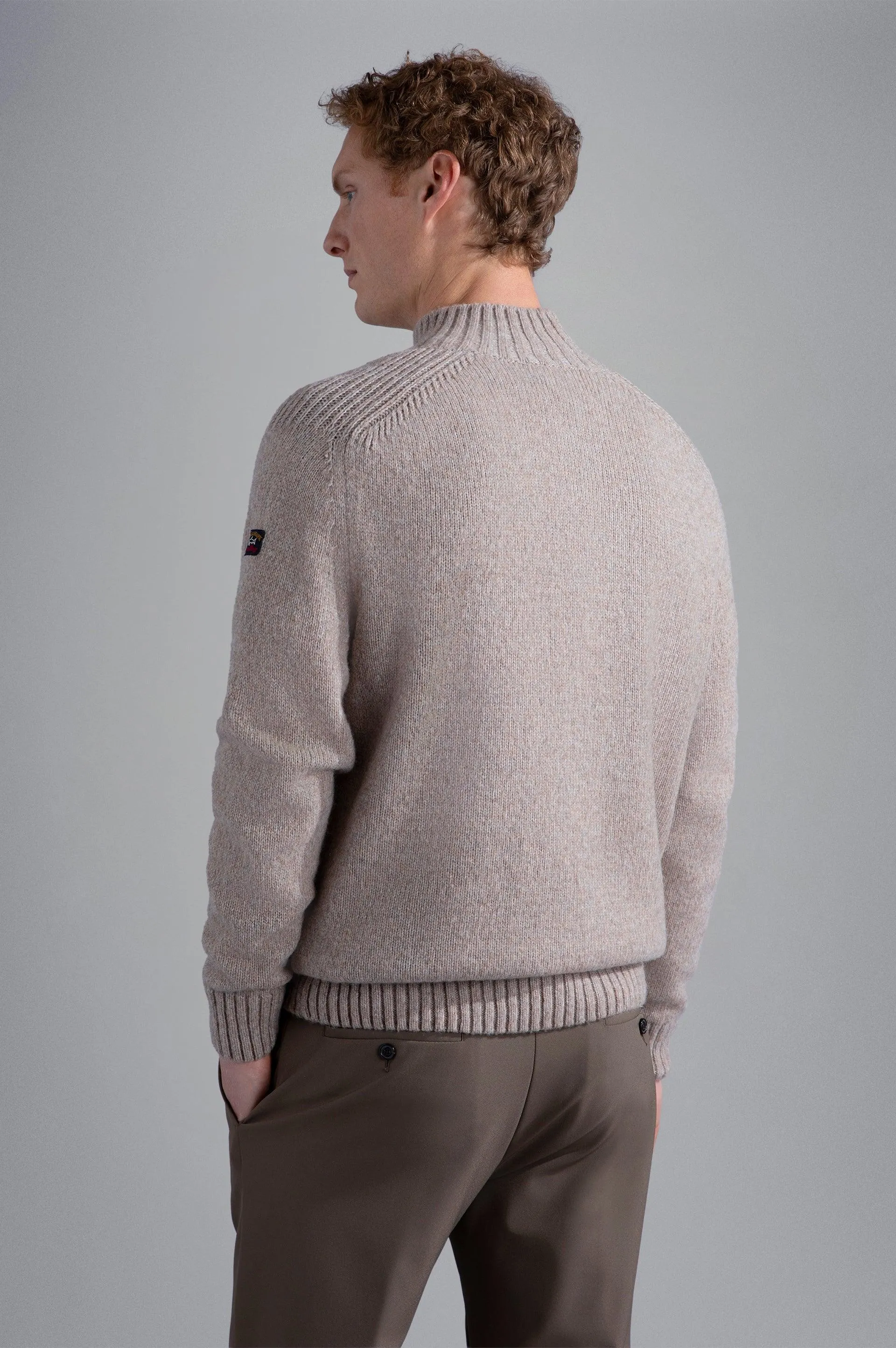 Wool Turtleneck Sweater with Fisherman Buttons