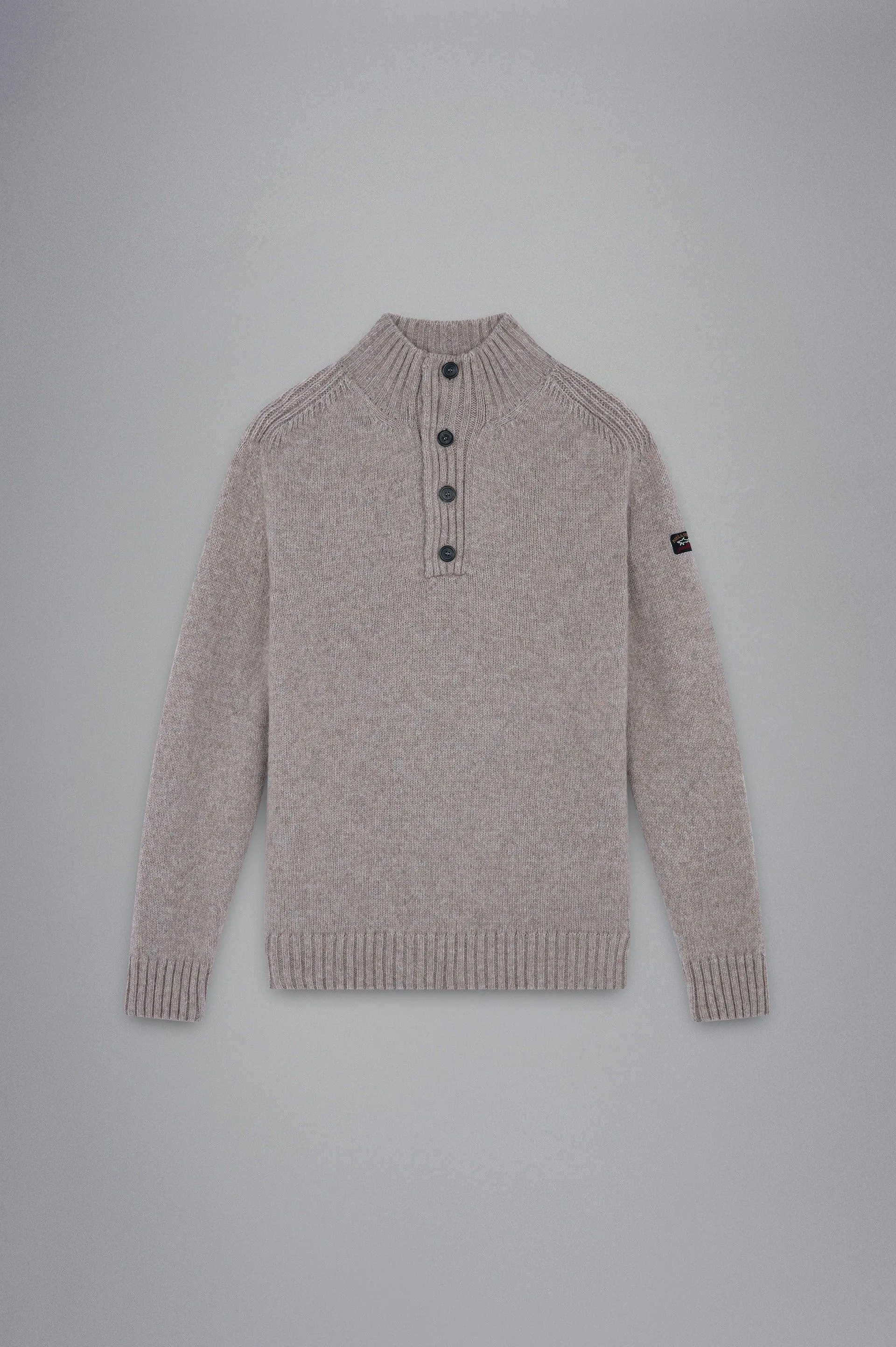 Wool Turtleneck Sweater with Fisherman Buttons