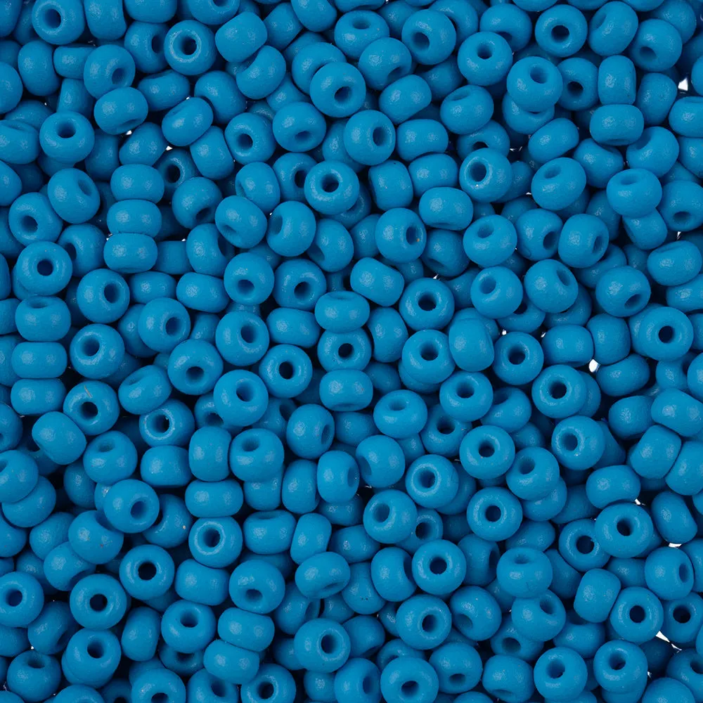 8/0 Round Seed Bead, Preciosa Czech Glass in Dark Turquoise - Matte