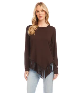 Petite Asymmetric Fringe Top