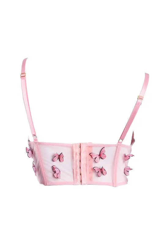 Pink Butterfly Corset Top